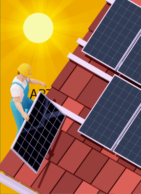 Rooftop solar panel installation